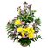 Amelie. A colorful and presentable basket arrangement of chrysanthemums and statice.